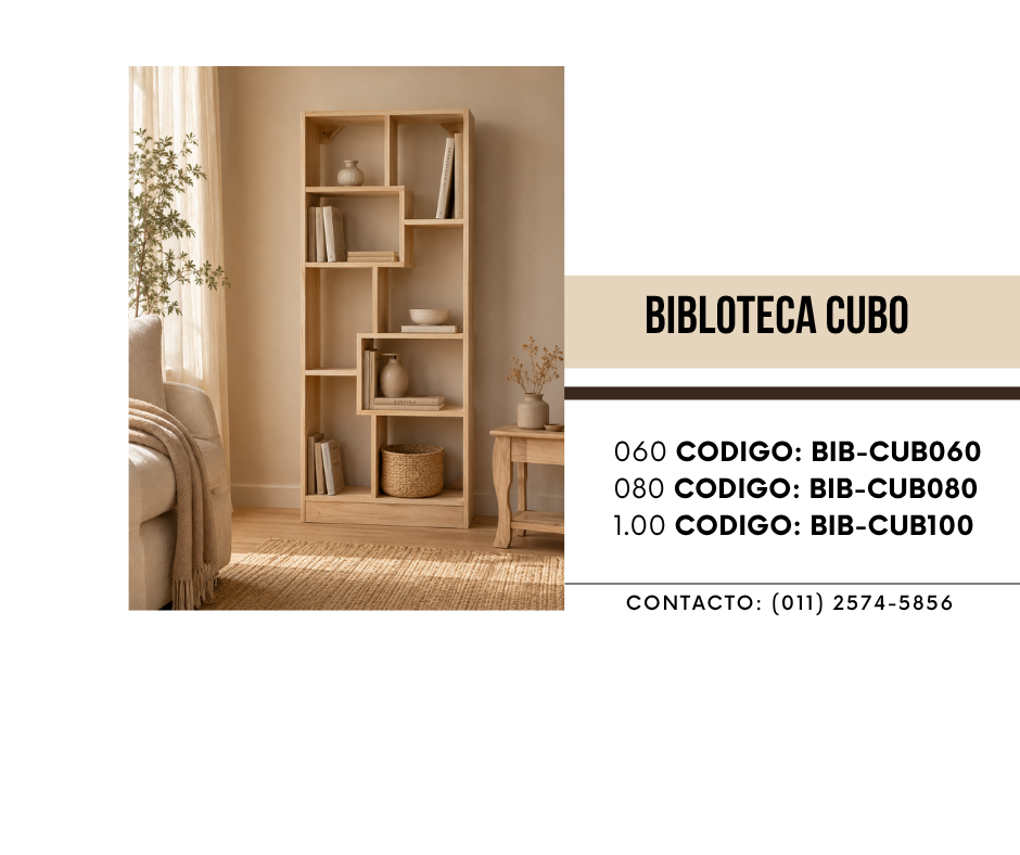 Biblioteca cubo de pino