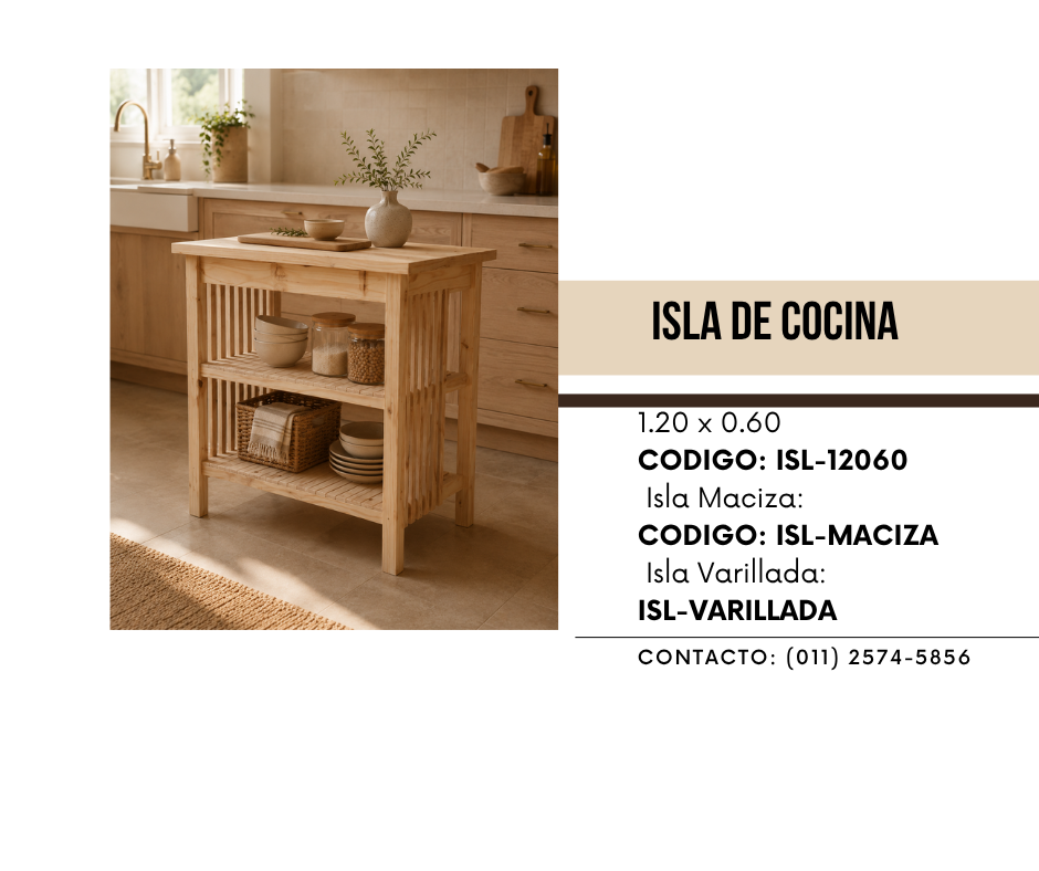 Isla de cocina de pino